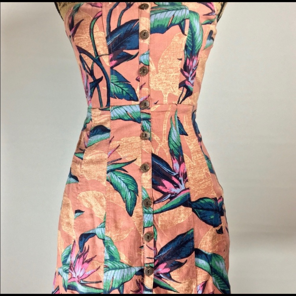 Urban Outfitters strapless linen button down dress